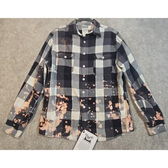 OOAK Upcycle Distressed Flannel Shacket Jason Friday the 13th Horror Boyfriend L - Picture 3 of 12